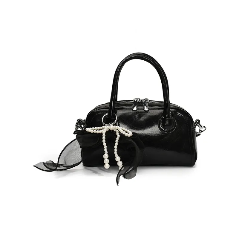 Yalu PU Crossbody One Shoulder Handbag Women's Ecru/Silver/Black/Pink-14