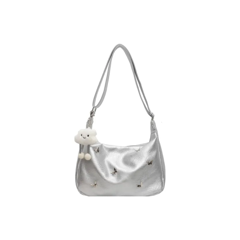 Morellybear PU Handbag, Shoulder Bag, Crossbody Bag Women's Black/Ecru/Silver-2