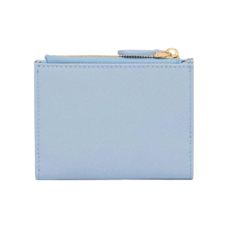 PRADA Saffiano Leather Wallet Trumpets Women's Light Blue-1