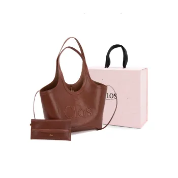Clos Top Grain Vegetable Tanned Cow Leather Portable Crossbody Bag Shoulder Bag Large Size Women's Brown/Apricot/Coffee