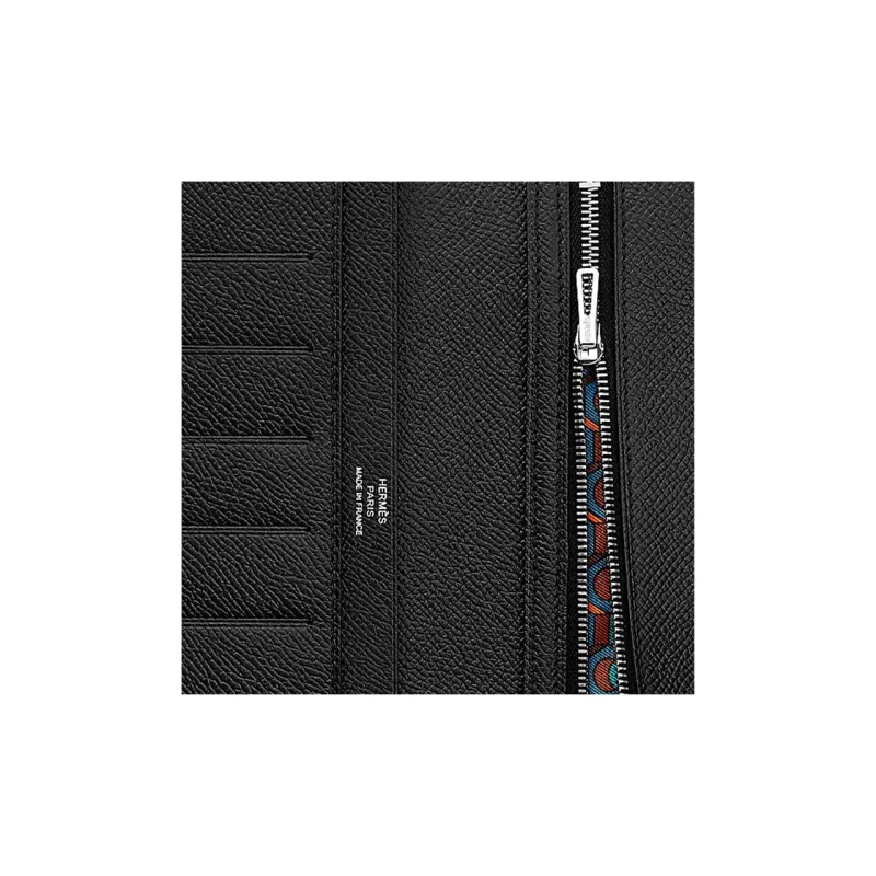 HERMES Citizen Twill Epsom Calfskin Wallet Women's Black-2