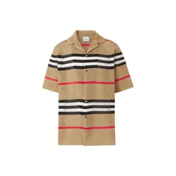 Burberry Icon Stripe Pointelle Knit Shirt