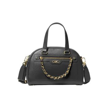 MICHAEL KORS Cow Leather Dome Bag, Shoulder Bag, Crossbody Bag, Handbag Small Size Women's Black