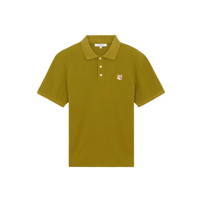 Maison Kitsune Polo Shirts Men Brown Green-0