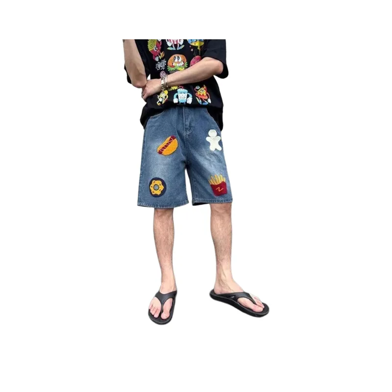 TESTUNG Classic Denim Shorts Unisex Dark Blue Tone-28