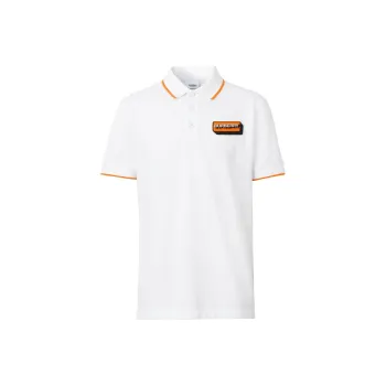Burberry Logo Applique Cotton Pique Polo Shirt