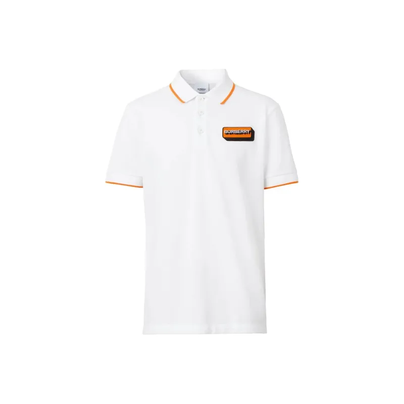 Burberry Logo Applique Cotton Pique Polo Shirt-0
