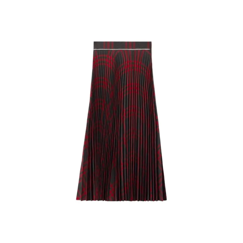 Burberry Checked Pleated Zip Detailed Skirt-1