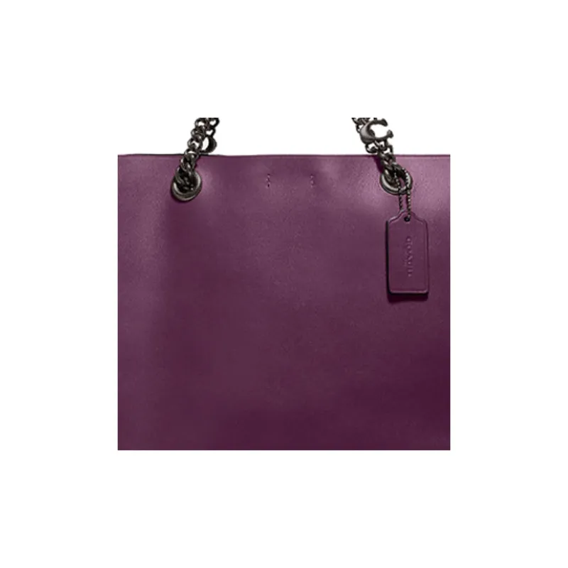 COACH Central Premium Calfskin Tote Bag Shopping Bag Shoulder Bag Handbag Large Size Women's Purple-3