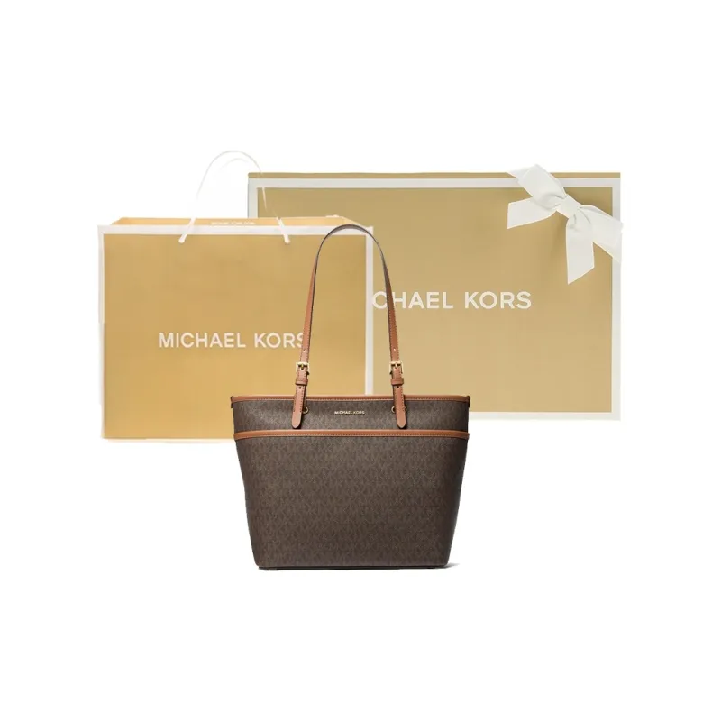 MICHAEL KORS Artificial Leather Tote Bag, Shopping Bag, Shoulder Bag Medium Size Women's Dark Brown & Acorn Brown-5