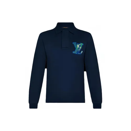 LOUIS VUITTON Polo Shirt Men's Navy Blue