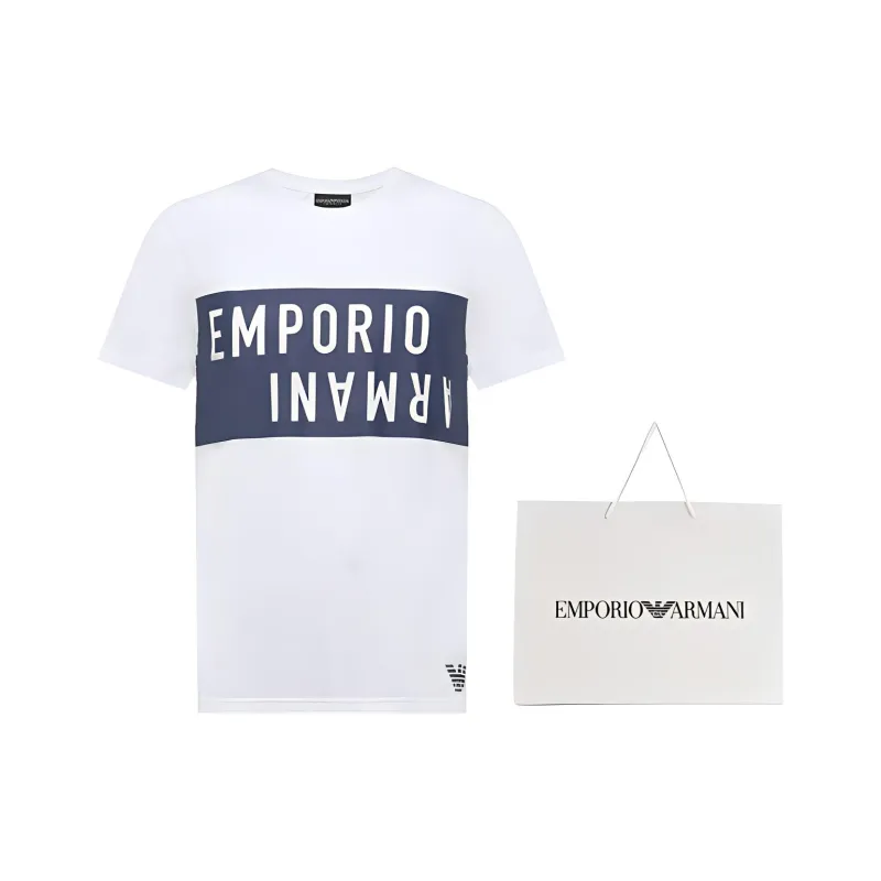 EMPORIO ARMANI SS24 T Shirt Men's White Blue-3
