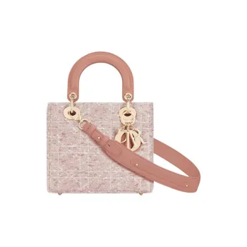 DIOR Lady Dior My ABCDior Cotton Handbag Small Size Women's Pink