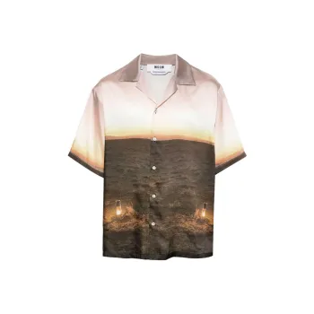 MSGM Graphic Printed Short Sleeved Shirt