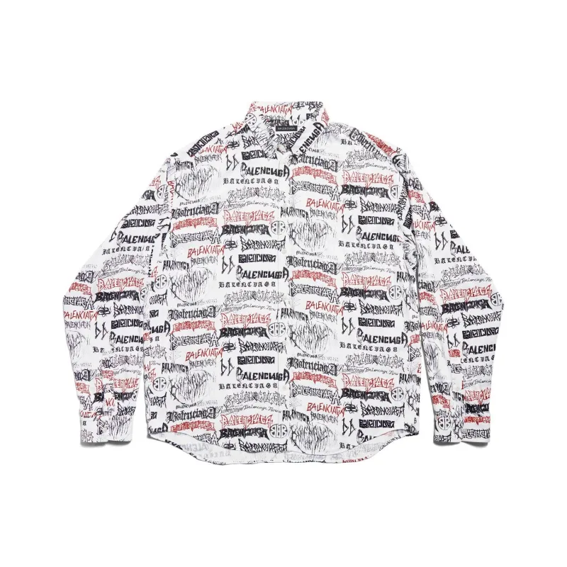 Balenciaga All-Over Logo Long-Sleeve Shirt-5