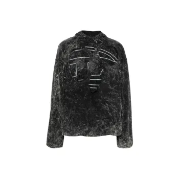 DIESEL S Mar Peeloval Logo Printed Distressed Hoodie