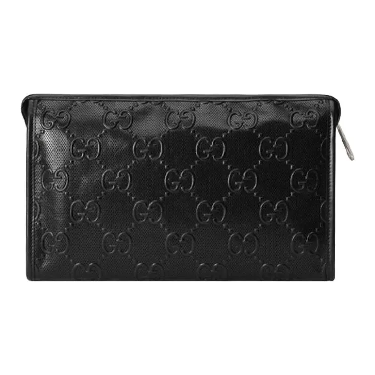 GUCCI Leather Makeup Bags Toiletry Bags Clutches Unisex Black-0