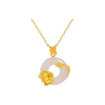 Celebrate The Great Blessing Chalcedony Jade Necklaces Women's