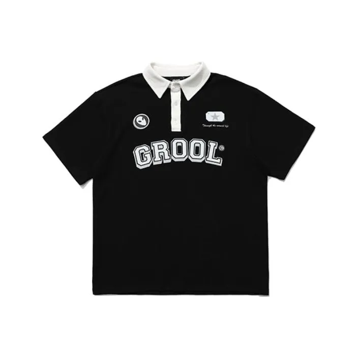 GROOL SS22 Polo Collar Fitted Straight Short-Sleeved Polo Shirt Unisex-0