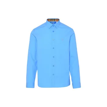 Burberry Slim Fit Monogram Motif Stretch Cotton Poplin Shirt