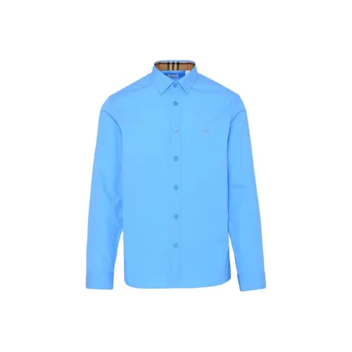 Burberry Slim Fit Monogram Motif Stretch Cotton Poplin Shirt