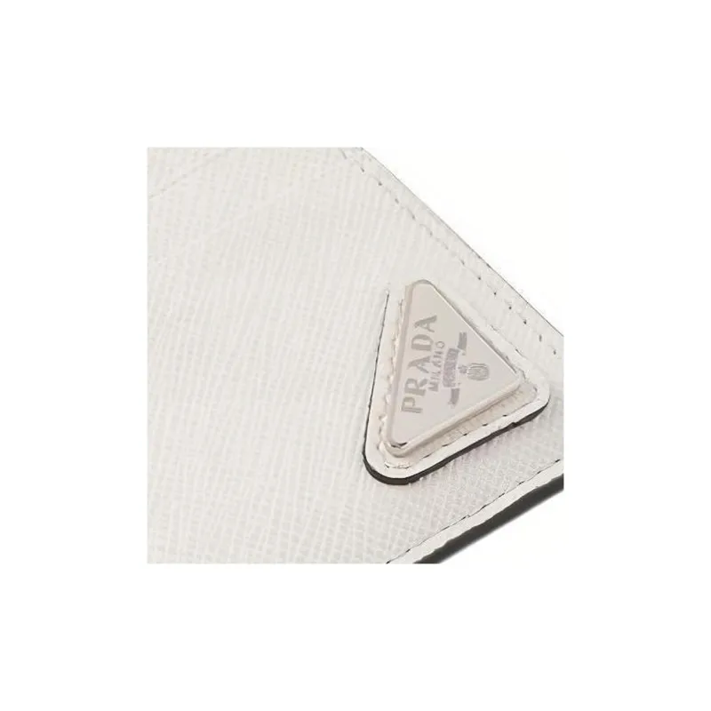 PRADA Leather Card Holder Men's White-4