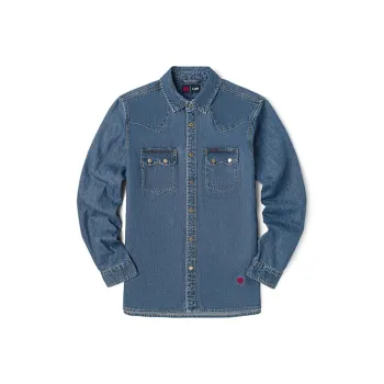 Lee SS22 Solid Color Animal Pattern Geometric Pattern Denim Shirt Spring And Autumn Men's Medium Light Blue