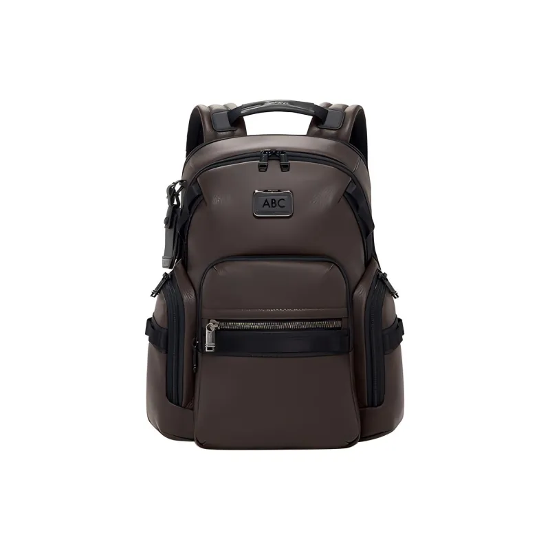 TUMI Alpha Bravo Leather Backpack Men's Dark Brown-0