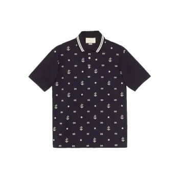 GUCCI Symbols Embroidered Polo Shirt