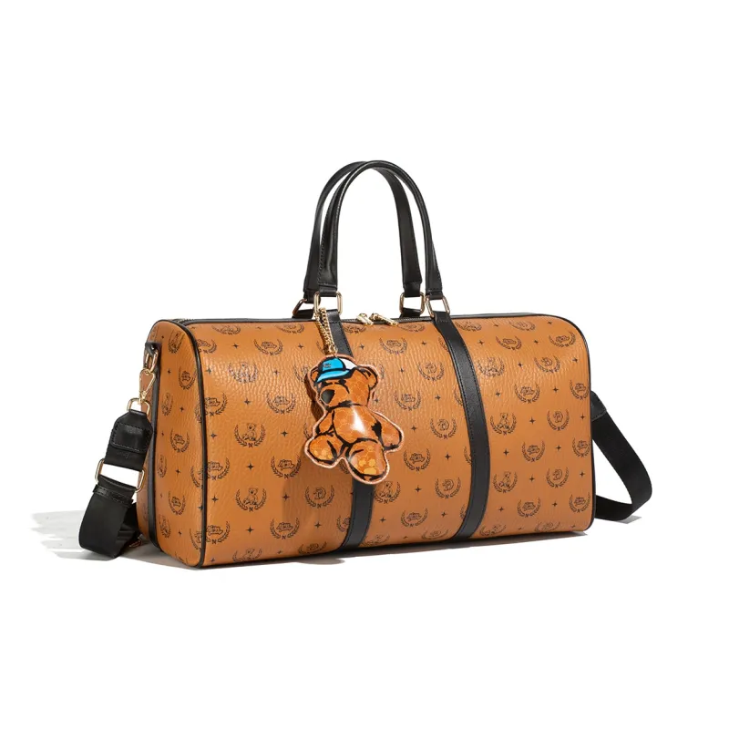 NOISY TEDDY PU Travel Bag, Gym Bag, Handbag Unisex Brown-5