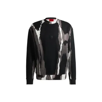 HUGO BOSS Cotton Terry Sweatshirt With Seasonal Print Sweatshirt Men's Black