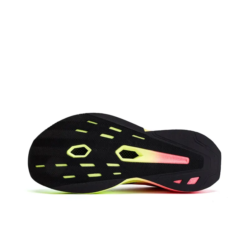 Qing Pao Anti Slip Wear Resistant Low Top Carbon Plate Racing Marathon Running Shoes Men's Pink Green-5