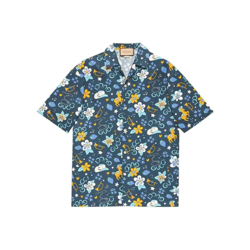 GUCCI Shirts Men Blue-0