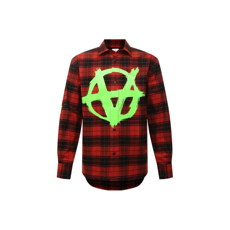 Vetements Plaid-Printed Flannel Long-Sleeved Shirt-0