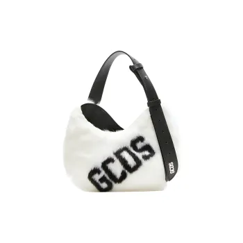 GCDS Faux Fur One Shoulder Handbags Small Size Women's White