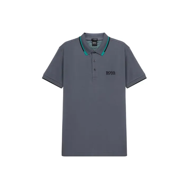HUGO BOSS Polo Shirts Men Blue Gray-0