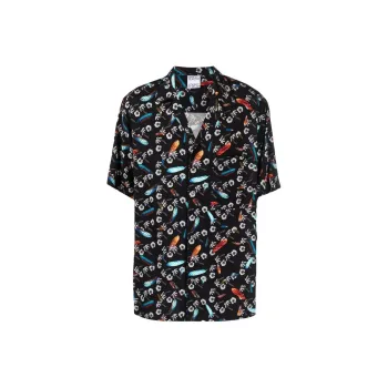 Marcelo Burlon Straight Hem Floral Printed Shirt