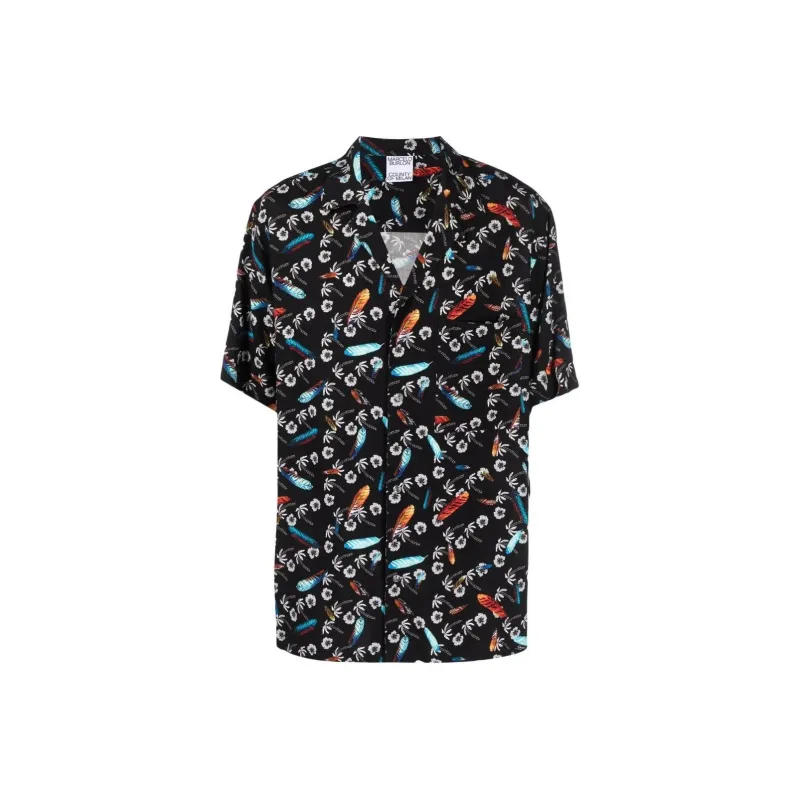 Marcelo Burlon County Of Milan Straight Hem Floral Printed Shirt-0