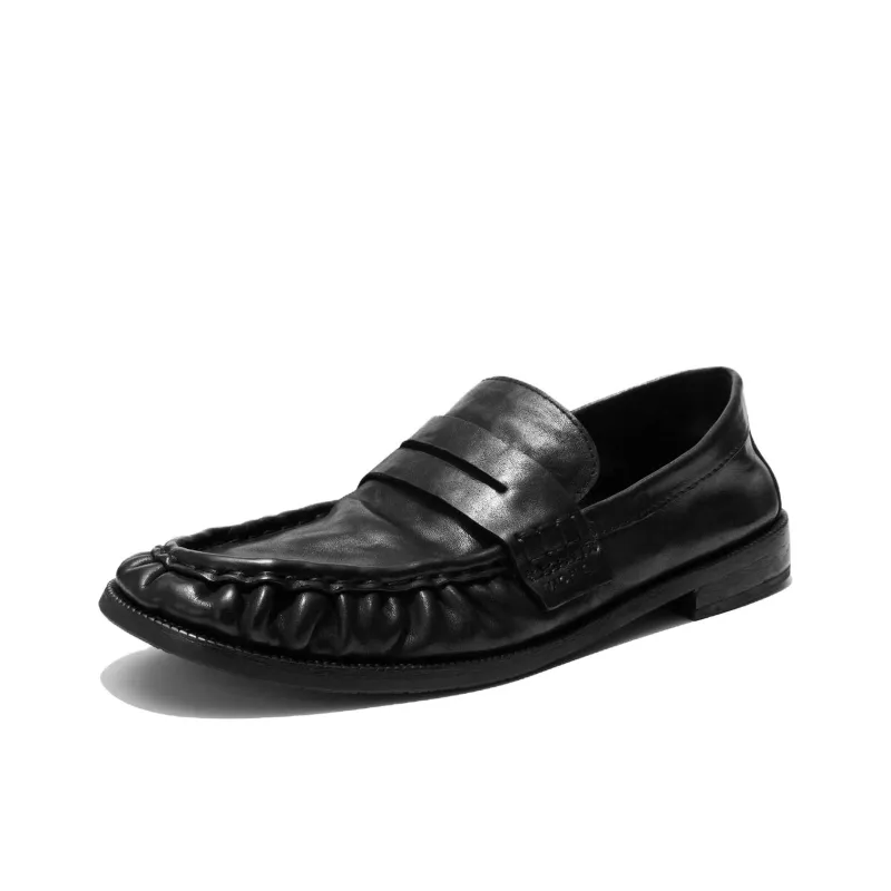 TAICHIISM Soft Pleated Loafers Unisex Washed Black-1