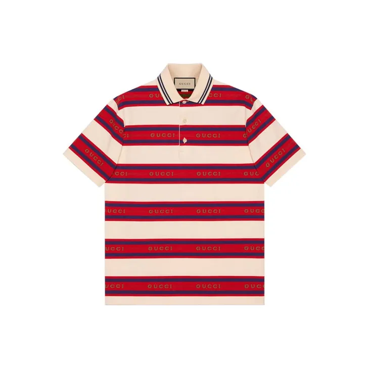 GUCCI Polo Shirt Men's Red White Stripes-0