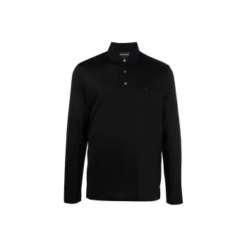 EMPORIO ARMANI Logo Printed Long Sleeved Polo Shirt