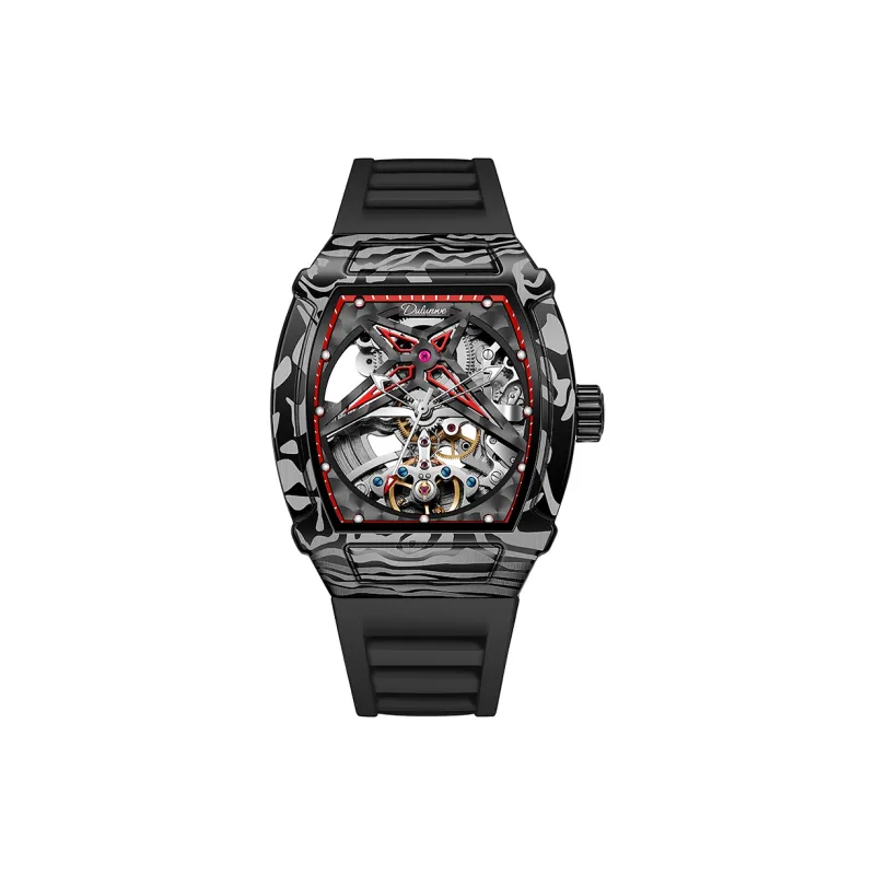 Dulunwe Fissioner Collection Automatic Mechanical Movement TPU Strap Watch Men's Watches Black Dial-3