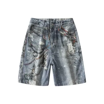TESTUNG Denim Shorts Style Unisex Light Blue Tones