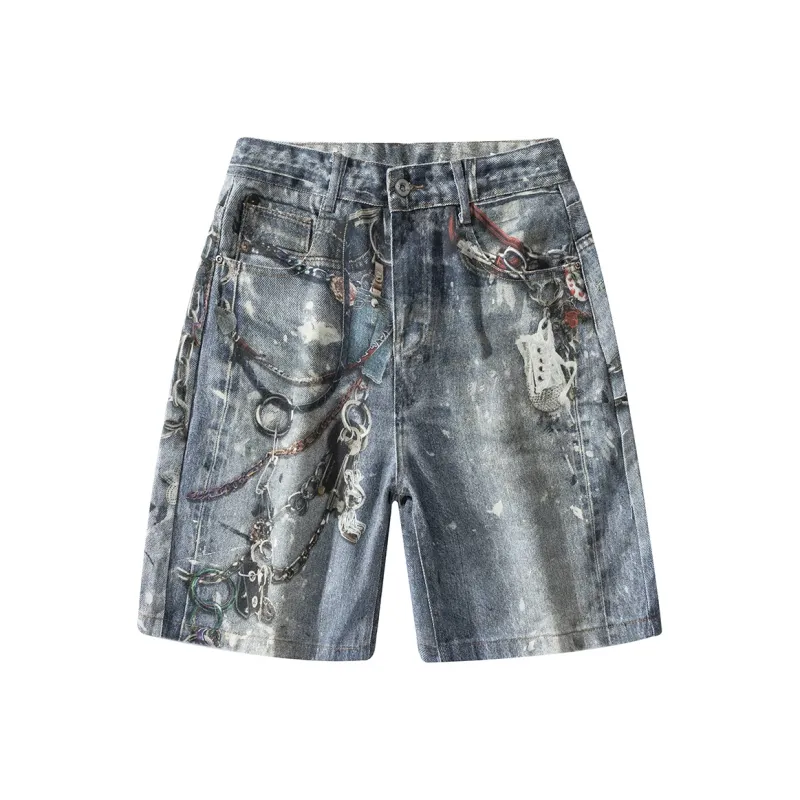 TESTUNG Denim Shorts Style Unisex Light Blue Tones-0