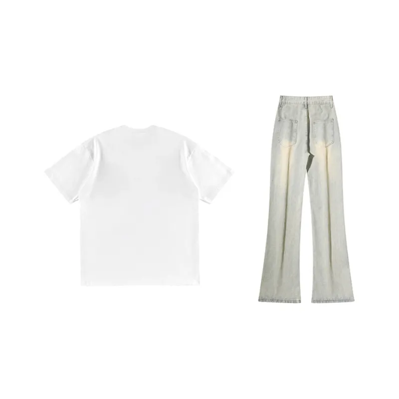 BAGE Casual Sportswear Unisex White Black Jeans-7