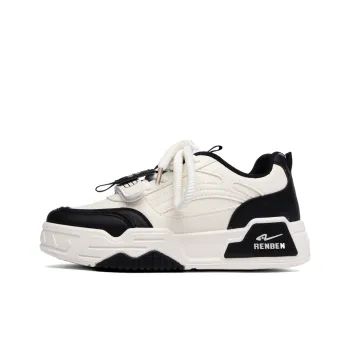 RENBEN Slip Resistant, Abrasion Resistant, Breathable Low Top Skateboard Shoes Unisex White Black