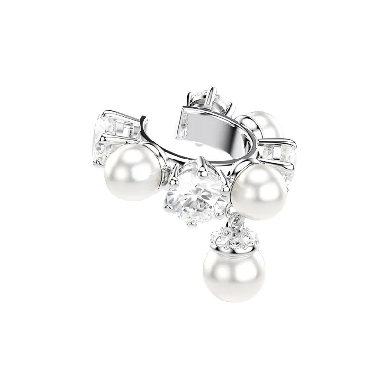 Swarovski Faux Crystal Clip On Earrings Women's Silver-1