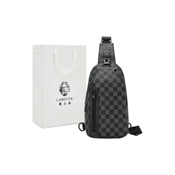Old Man's Head Synthetic Leather Sling Bag Men's Black