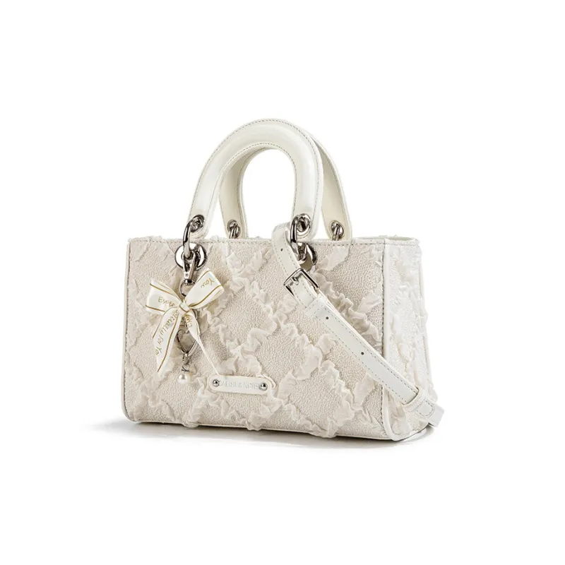 CAEISL&KCIEL Synthetic Leather Handbag Women's White Diamond Pattern-2