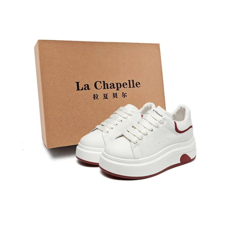 La Chapelle Anti-Slip Wear-Resistant Skateboard Shoes Women's Beige Red-0